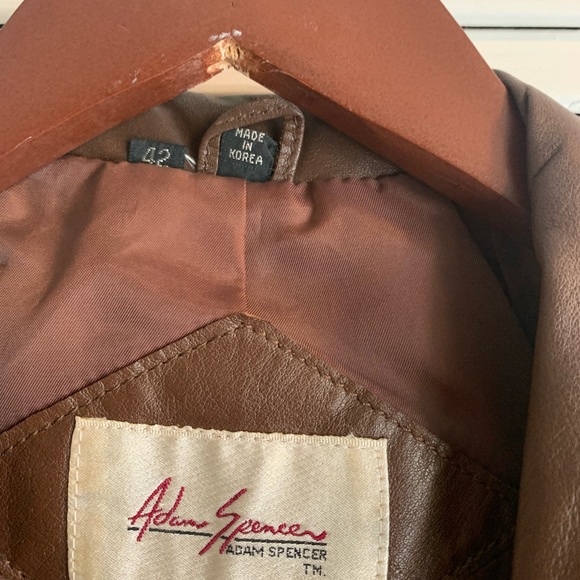 Adam Spencer men’s brown leather 2 button sport coat size 42R - Picture 2 of 8